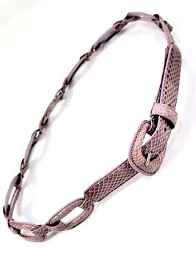Belt Genuine Snakeskin Lavender Leather Lined Rings Lady's M sz Unused Vintage